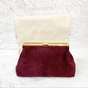 Mansur Gavriel Suede Volume Clutch - Plum w/ Bag